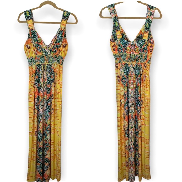eei New York Vibrant Abstract Printed Vacation Maxi Dress Size 10 - Picture 1 of 11
